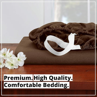 Empyrean 4 Pack California King Fitted Sheets - Deep Pocket, Fits 14-16 Inch Mattress, Ultra Soft Microfiber, Wrinkle-Free & Fade Resistant, Shrinkproof Sheets, Chocolate Brown