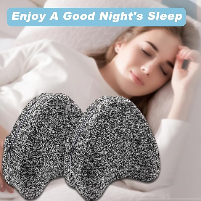 Replacement Pillowcase Pillow Cover with Elastic Strap for Contour Legacy Leg & Knee Foam Support Pillow-Cover ONLY (Gray, 2-Pack)