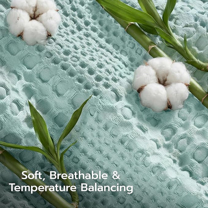 Joiedomi Waffle Baby Blanket - Soft Sage Green Baby Blanket, Breathable Turkish Cotton of Rayon Derived from Bamboo for Boys and Girls, Luxuries Throw for Bed, Couch and Sofa