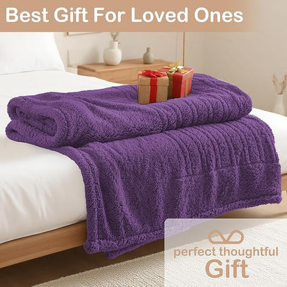 Electric Heated Blanket Twin Size 62"×84" with 9 Heating Levels & 1-10Hs Auto Off, Heating Blankets Double Sided Plush Sherpa, Energy Efficient, Machine Washable, Dark Purple