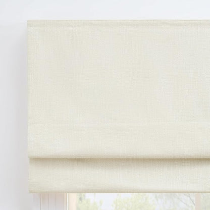 Eclipse Drew Roman Shades for Windows, Cordless 100% Blackout Shades, 23 in Wide x 64 in Long, Noise Reducing, Energy Efficient and Textured Solid Window Shades for Living Room, Bedroom, Ivory