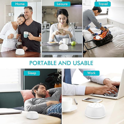 Rechargeable White Noise Machine with 9 Colors Night Light, Portable Sound Machine for Baby Adult Sleeping with 26 Soothing Sounds/4 Levels Brightness/5 Timers/32 Levels Volume for Home, Travel, Gift