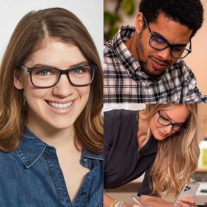 Readerest Blue Light Blocking Glasses – Thin Reflective Lens, Anti-Glare Computer Eyeglasses, UV Protection, Eye Strain Relief (Black, 3.0 Magnification)
