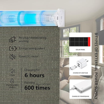 Bringnox Motorized Blinds with Remote,100% Blackout Smart Roller Blinds Compatible with Apple Homekit Google Home and Alexa Via HUB,and Customized (Safari Smoke-19)