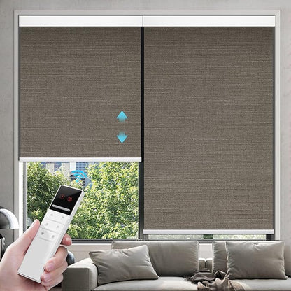 ZSTARR Motorized Blackout Window Blinds Remote Control Automated Window Blinds Rechargeable Roller Shades Blinds with Valance,Customized Size (Dim Gray)