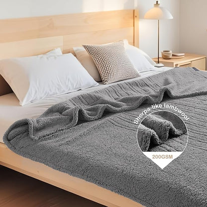Electric Heated Blanket Twin Size 62"×84" with 9 Heating Levels & 1-10Hs Auto Off, Heating Blankets Double Sided Plush Sherpa, Energy Efficient, Machine Washable, Light Gray