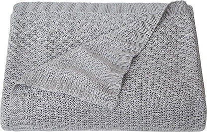 NTBAY Cable Knit Cooling Toddler Blanket, Soft and Breathable Baby Blanket 30x40 Inches Made from Rayon Derived from Bamboo for Crib, Stroller, Nursery, Sliver Grey