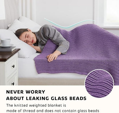 L'AGRATY Knitted Weighted Blanket - 60"x80" 20lbs Cooling Chunky Knit Heavy Blanket for Adults Braided Crochet Throw Thick Cable Yarn Knit Decorative No Beads Evenly Weighted Machine Washable