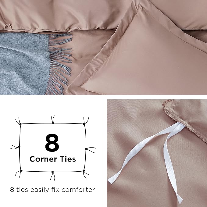 Bedsure Duvet Cover Full Size - Soft Double Brushed Bedding Set for Kids & Adults, Zipper Closure, 3 Pieces, Includes 1 Duvet Cover (80"x90") & 2 Pillow Shams, NO Comforter, Dusty Rose