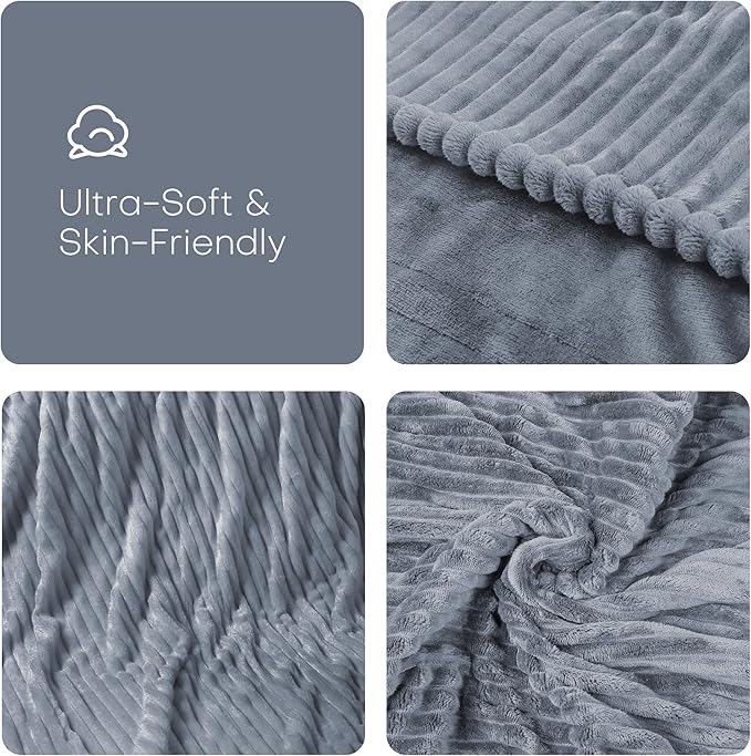 Electric Heated Blanket Throw Size 50"x60" with Cozy Flannel, 6 Heat Settings & 3 Hours Auto Off, Soft & Cozy Warming Throw for Home, Office, or Bed, Machine Washable, Grey