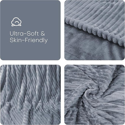 Electric Heated Blanket Full Size 72"x84" with Cozy Flannel, 6 Heat Settings & 10 Hours Auto Off, Soft & Cozy Warming Throw for Home, Office, or Bed, Machine Washable, Grey