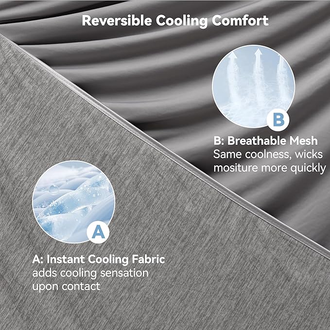 Cooling Blanket - Thin Throw Blanket for Couch, Sofa, Chair, Q-Max>0.4, Lightweight, Breathable, Double-Sided, Absorbs Heat to Keep Body Cool in Summer, 50"x70", Grey