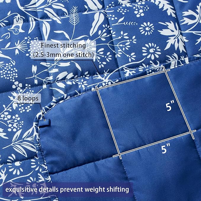 yescool Weighted Blanket for Adults (15 lbs, 60" x 80", Indigo) Cooling Heavy Blanket for Sleeping Perfect for 140-160 lbs, Queen Size Breathable Blanket with Premium Glass Bead, Machine Washable