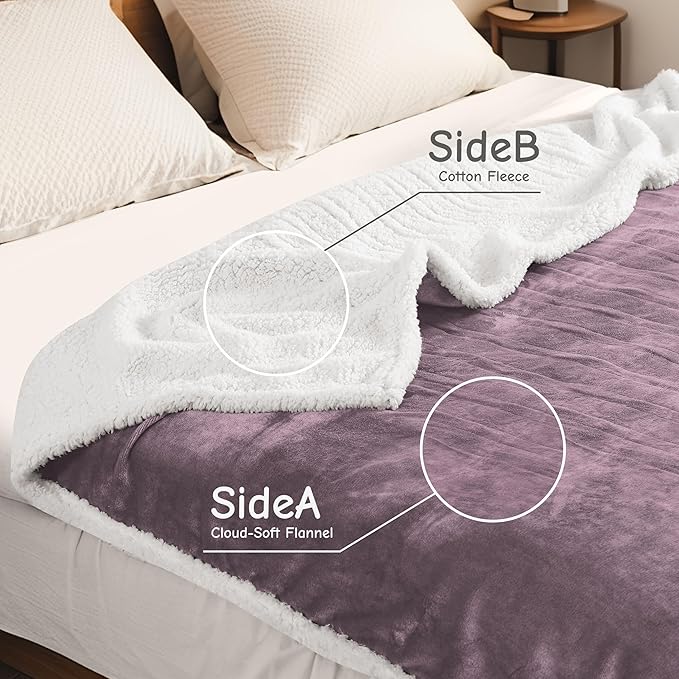 Electric Heated Blanket Queen Size 84"x90", Soft Flannel with Dual Controllers & Overheat Protection, 9 Adjustable Heat Settings & 10-Hour Auto-Off Timer, Fast Heating for Winter Comfort, Purple