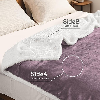 Electric Heated Blanket Throw Size 50"x60", Soft Flannel with Overheat Protection, 9 Adjustable Heat Settings & 10-Hour Auto-Off Timer, Fast Heating for Winter Comfort, Purple