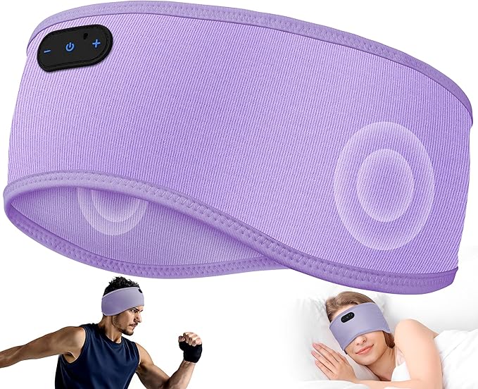 MUSICOZY Sleep Headphones Bamboo Cotton Headband, Wireless Bluetooth 5.4 Headphones for Sleeping Side Sleepers, Sleeping Headband for Men & Women, Ideal Gift for Travel, Workout, Yoga