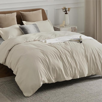 Bedsure Duvet Cover Queen Size - Only Includes 1 Duvet Cover (90"x90"), Hotel Luxury Soft Double Brushed All Season Bedding for Kids & Adults, Zipper Closure, NO Comforter, Linen
