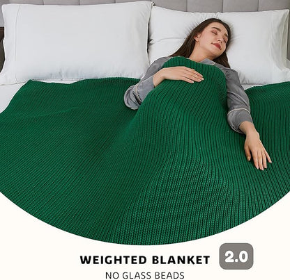 L'AGRATY Knitted Weighted Blanket - 48"x72" 20lbs Cooling Chunky Knit Heavy Blanket for Adults Braided Crochet Throw Thick Cable Yarn Knit Decorative No Beads Evenly Weighted Machine Washable