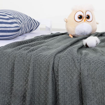 NTBAY Cable Knit Cooling Toddler Blanket, Soft and Breathable Baby Blanket 30x40 Inches Made from Rayon Derived from Bamboo for Crib, Stroller, Nursery, Dark Grey