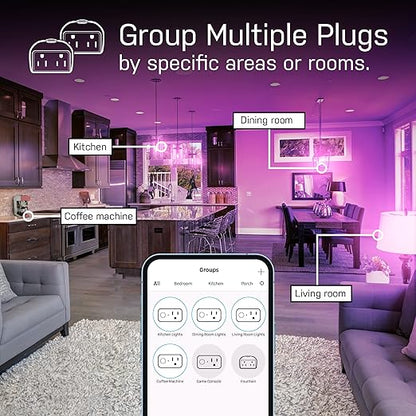 Feit Electric Wi-Fi Smart Power Strip, 4 Smart Outlets + 4 USB Ports, App & Voice Control, Works with Alexa & Google Assistant, 2.4GHz Network, Schedule & Timer Function, LED Indicator