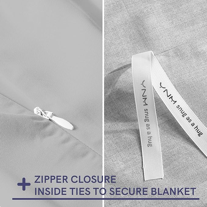 YnM Cooling Duvet Cover for Weighted Blankets (41''x60'') - Light Grey Print