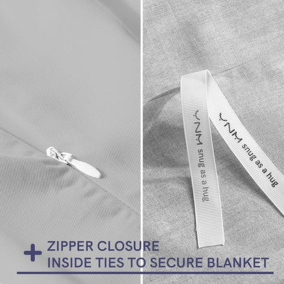 YnM Exclusive Cooling Duvet Cover for Weighted Blankets with 16 Strings (Light Grey, 60"x80")
