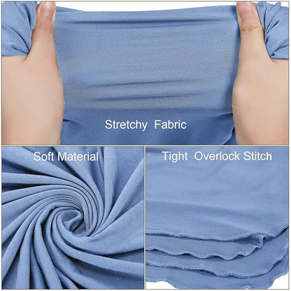 JaGely 2 Pcs Stretchy Baby Swaddle Blankets Set Extra Soft 47" x 47" Baby Newborn Swaddle Blanket and Hat(Blue, Army Green)