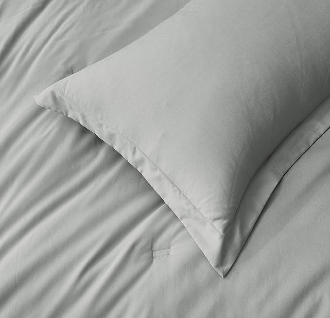 Chezmoi Collection Cliff 3-Piece Lightweight Cooling Comforter Set, King - Rayon Derived from Bamboo & Polyester Blended, Soft Breathable Bedding for Hot Sleepers, Light Gray