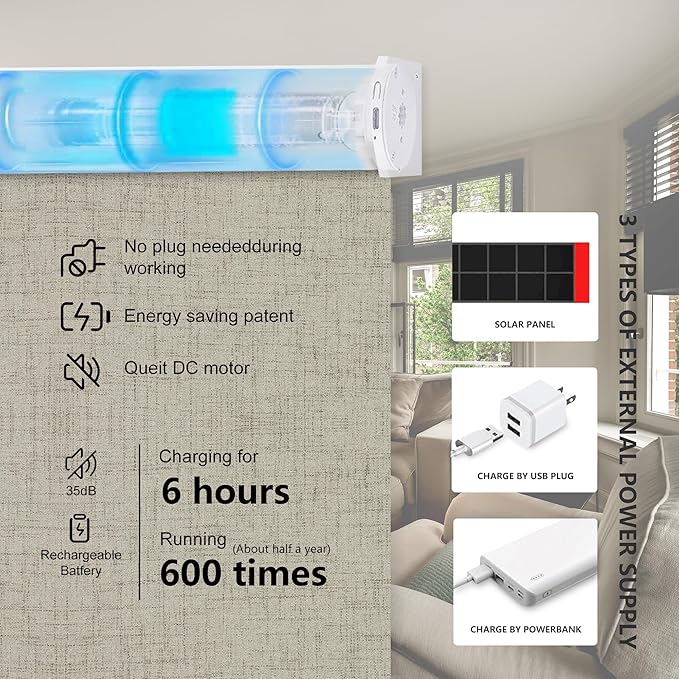 Bringnox Motorized Blinds with Remote,100% Blackout Smart Roller Blinds Compatible with Apple Homekit Google Home and Alexa Via HUB,and Customized (Vigor Sage-10)