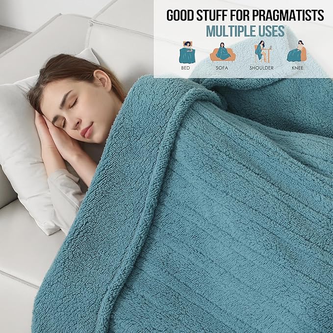 Heated Blanket Full Size Electric Heating Blanket with 6 Heating Levels & 1-10 Hours Adjustable Timer, Soft Cozy Sherpa Washable with ETL Certified for Whole Body, 72"X84", Slate Blue