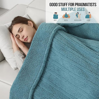 ESTINGO Electric Blanket Throw, Fast Heating Blanket with Overheat Protection, Heated Sherpa Blanket with 5 Heating Levels & 4 Hours Auto Off for Couch Office Use, Ideal Gift, 50"x60", Slate Blue