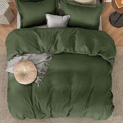 Bedsure Duvet Cover Oversized King Size - Soft Double Brushed Bedding Set for Kids & Adults, Zipper Closure, 3 Pieces, Includes 1 Duvet Cover (120"x98") & 2 Pillow Shams, NO Comforter, Olive Green