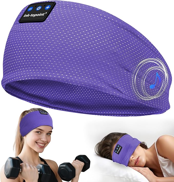 ink-topoint Sleep Headphones Bluetooth 5.4 Headband, 2 in 1 Sleep Mask with Bluetooth Headphones, Wireless Headband Earphones with Ultra-Thin HD Stereo Speaker, Music Headband for Running Workout Yoga