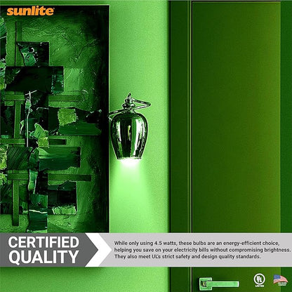 Sunlite 81083 LED Colored Filament A19 Light Bulb, 4.5 Watts, Medium E26 Base, 120 Volts, Transparent Green, Dimmable, 320 Degree Beam Angle, UL Listed, 2 Count