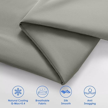 Rwlvpe Cooling Comforter King Size, 100% Rayon Derived from Bamboo Shell, Cooling Blanket for Hot Sleepers, Q-Max>0.48 Breathable Bamboo Fill Duvet Insert (106"x90", Grey)