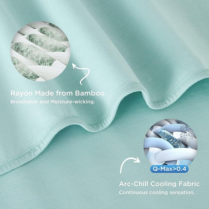 Bedsure Green Cooling Blanket Twin XL for Hot Sleepers -Summer Cold Blanket with Rayon Derived from Bamboo for Twin Size Bed, Ice Cool Cold Lightweight Arc-Chill Thin Summer Bedding, 60x90