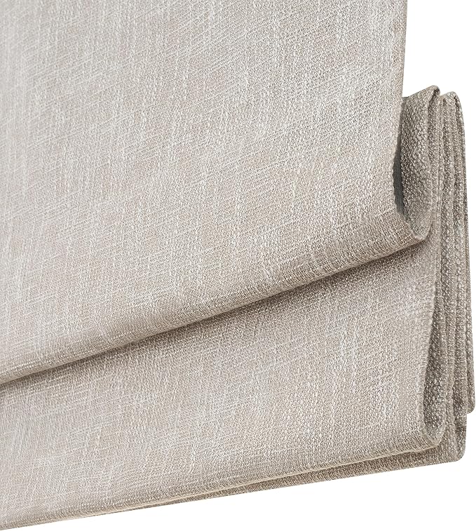 Eclipse Drew Roman Shades for Windows, Cordless 100% Blackout Shades, 23 in Wide x 64 in Long, Noise Reducing, Energy Efficient and Textured Solid Window Shades for Living Room, Bedroom, Linen