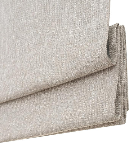 Eclipse Drew Roman Shades for Windows, Cordless 100% Blackout Shades, 23 in Wide x 64 in Long, Noise Reducing, Energy Efficient and Textured Solid Window Shades for Living Room, Bedroom, Linen