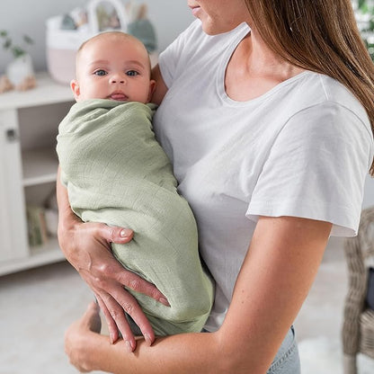 Comfy Cubs Muslin Swaddle Blankets Pack of 2, 47 x 47 Inch Soft Cotton Baby Blanket Set, Large Multipurpose Wraps for Newborns - Self-Soothing Swaddles for Newborns - Sage & Blush