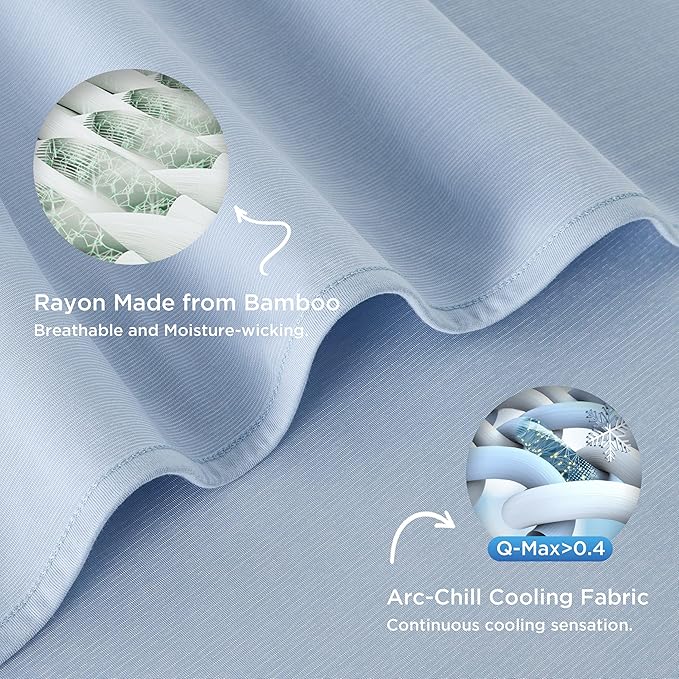 Bedsure Light Blue Cooling Blanket Twin XL for Hot Sleepers - Summer Cold Blanket with Rayon Derived from Bamboo for Twin Size Bed, Ice Cool Cold Lightweight Arc-Chill Thin Summer Bedding, 60x90