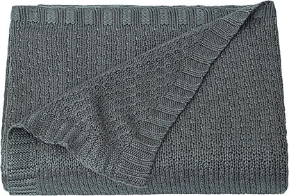 NTBAY Cable Knit Cooling Toddler Blanket, Soft and Breathable Baby Blanket 30x40 Inches Made from Rayon Derived from Bamboo for Crib, Stroller, Nursery, Dark Grey