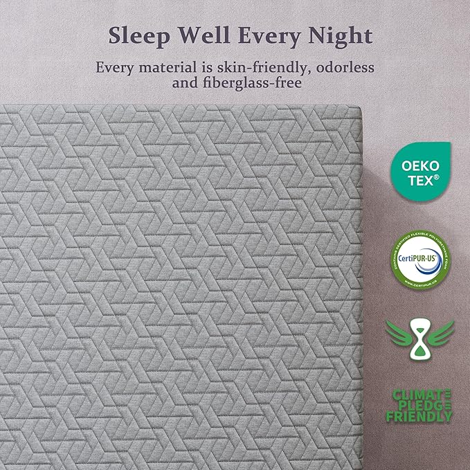Sleepmax Extra Firm Mattress Topper 3 Inch Twin XL - Fusion Memory Foam Bed Topper Enhanced Pain Relief - Gel Bamboo Charcoal Green Tea Copper Cooling Pad with Cover No Odor - CertiPUR-US Certified