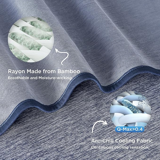 Bedsure Navy Blue Cooling Blanket King Size for Hot Sleepers - Summer Cold Blanket for King Size Bed with Rayon Derived from Bamboo, Ice Cool Cold Arc-Chill Thin Summer Bedding Essentials, 108x90
