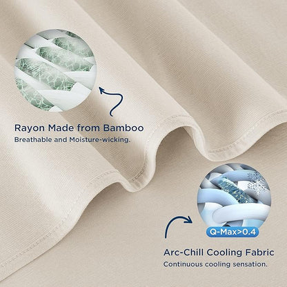 Bedsure Beige Cooling Blanket for Hot Sleepers - Summer Cold Linen Beige Throw Blanket for Couch, Arc-Chill Lightweight Bedding, Cool Thin Ice Cold Cooled Throws with Rayon Derived from Bamboo, 50x70