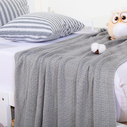 NTBAY Cable Knit Cooling Toddler Blanket, Soft and Breathable Baby Blanket 30x40 Inches Made from Rayon Derived from Bamboo for Crib, Stroller, Nursery, Sliver Grey