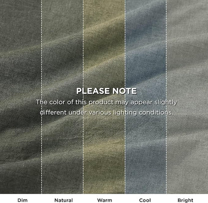 Bedsure 5 PCS Cotton Comforter Set with Waffle Throw Blanket - Breathable Bedding Set for All Seasons, Olive Green Comforter Full Size, Pillow Shams, Beige 100% Cotton Blanket, Throw Pillow