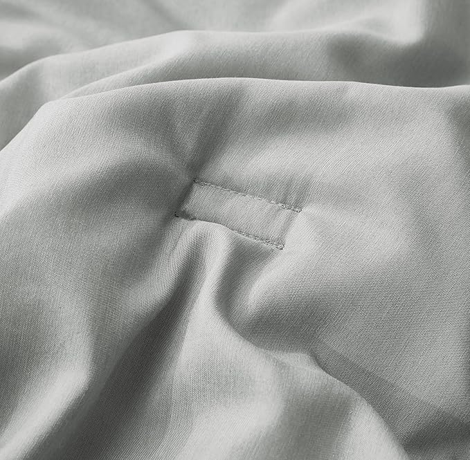 Chezmoi Collection Cliff 3-Piece Lightweight Cooling Comforter Set, Oversized King - Rayon Derived from Bamboo & Polyester Blended, Soft Breathable Bedding for Hot Sleepers, Light Gray