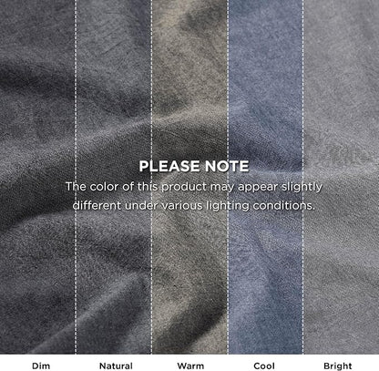 Bedsure 5 PCS Cotton Comforter Set with Waffle Throw Blanket - Soft Breathable Bedding Set for All Seasons, Dark Grey Comforter King Size, Pillow Shams, Grey 100% Cotton Blanket, Throw Pillow