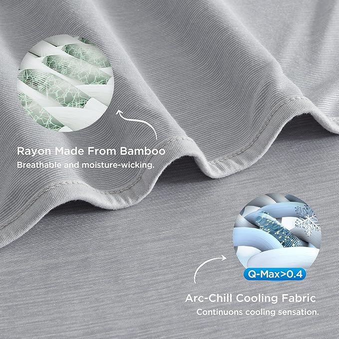 Bedsure Light Grey Cooling Blanket Twin XL for Hot Sleepers - Summer Cold Blanket with Rayon Derived from Bamboo for Twin Size Bed, Ice Cool Cold Lightweight Arc-Chill Thin Summer Bedding, 60x90