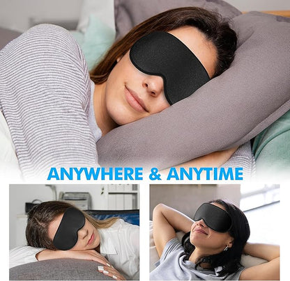 Sleep Eye Mask for Men Women, Lash Extensions 3D Sleeping Mask, Travel Blackout Night Blindfold Eye Shade Cover with Adjustable Strap (Black-3D)